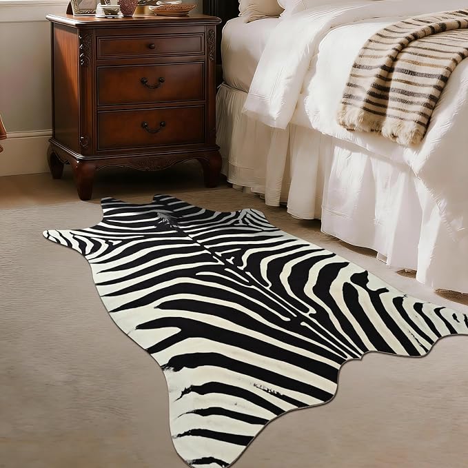 BENRON Premium Zebra Rugs for Living Room Bedroom, Non-Slip Throw Rug for Home by BENRON