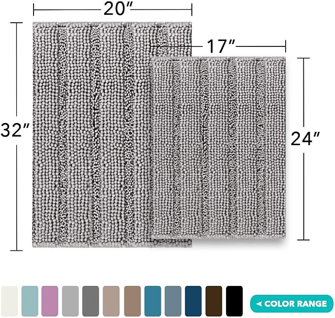 Turquoize Chenille Bathroom Rugs Set - Image 2