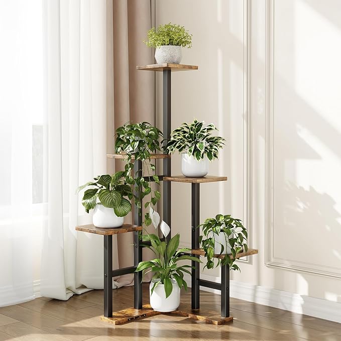 Yzosvki Corner Plant Stand Indoor, 6 Tiered Corner Plant Shelf Flower Stand - Image 7