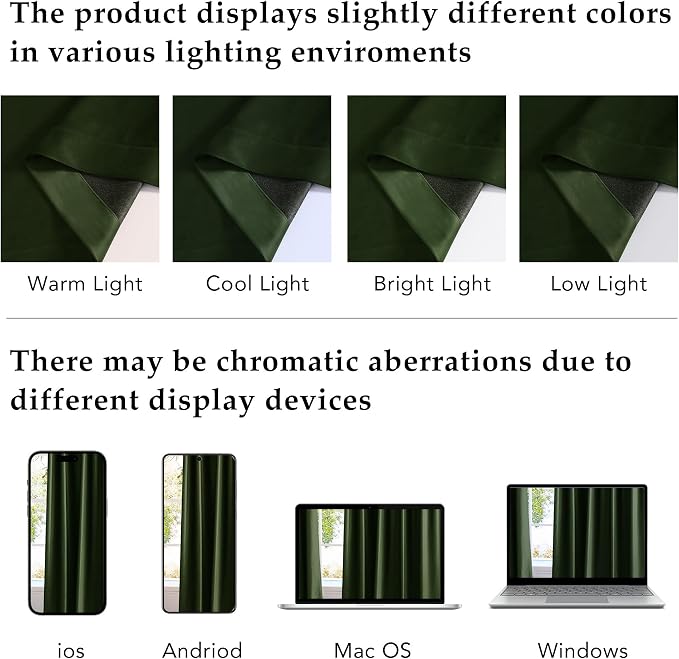 NICETOWN 102 inch Long Olive Green Velvet Curtains Panel - Image 9