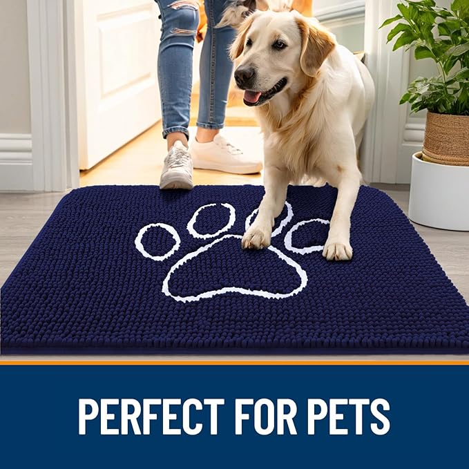 OLANLY Dog Door Mat for Muddy Paws 40x32, Paw Print Design, Absorbs Moisture - Image 6