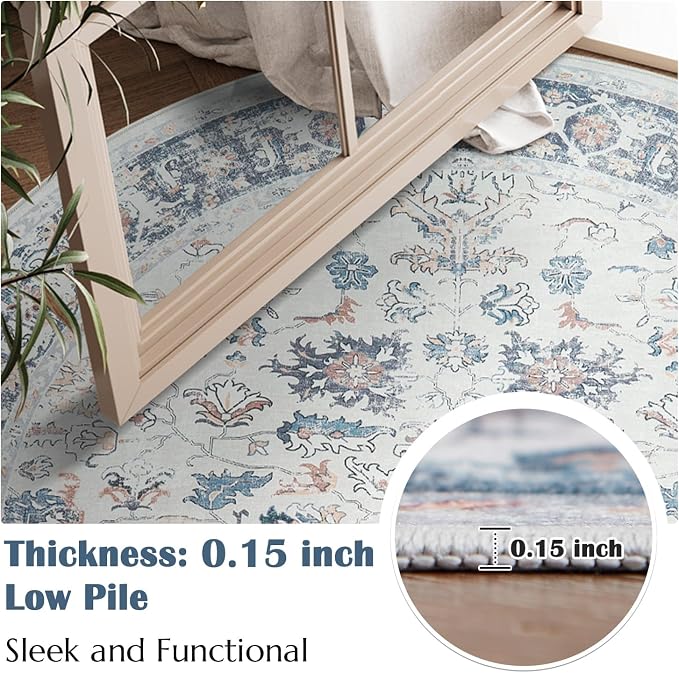 jinchan Round Rug 5ft Area Rug - Image 3