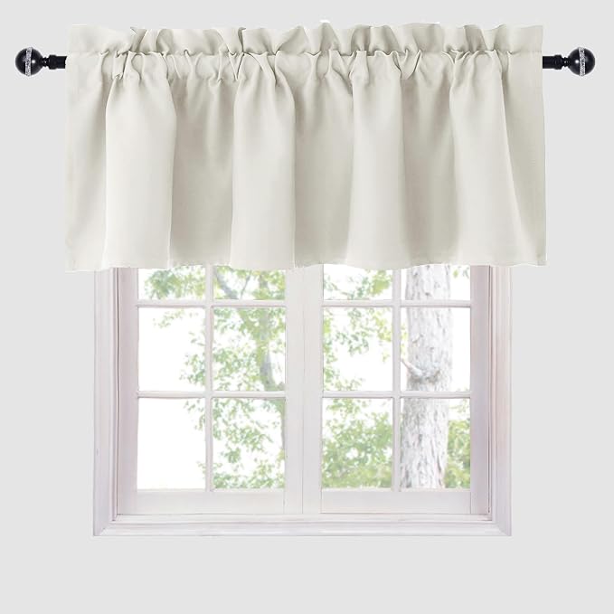 Hiasan Valance Curtains for Kitchen Blackout Thermal Insulated Solid Window - Image 7