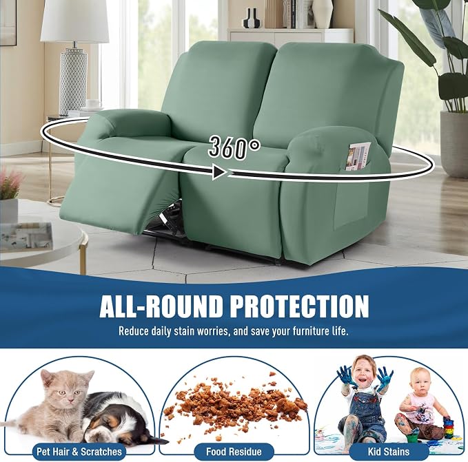 TAOCOCO Recliner Loveseat Slipcover, 2 Pieces Polyester Fabric Stretch Sofa - Image 3