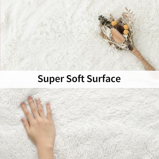 Merelax Fluffy Rug Shaggy Area Rug, Ivory/Cream 2x4 Area Rugs - Image 4