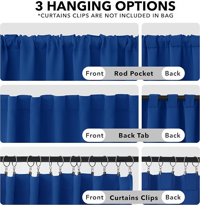 Deconovo Blackout Curtains, Thermal Insulated, W42 x L54 2 Panels, Back Tab - Image 2