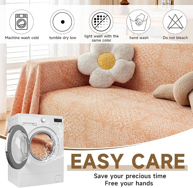 ROOMLIFE Orange Couch Cover Boho Sofa Covers - Image 4