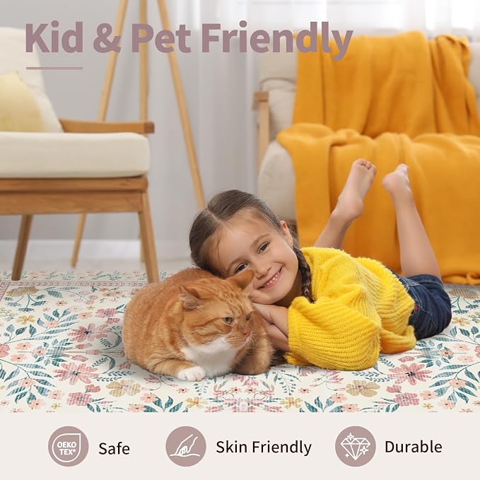 Rugxara 2x6 Floral Runner Rug, Washable Runners - Image 7