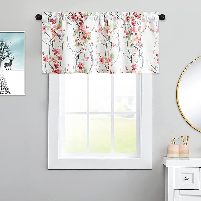 Leeva Colorful Flower Farmhouse Valance, 1 Pack Rod Pocket Privacy Small Drape - Image 2