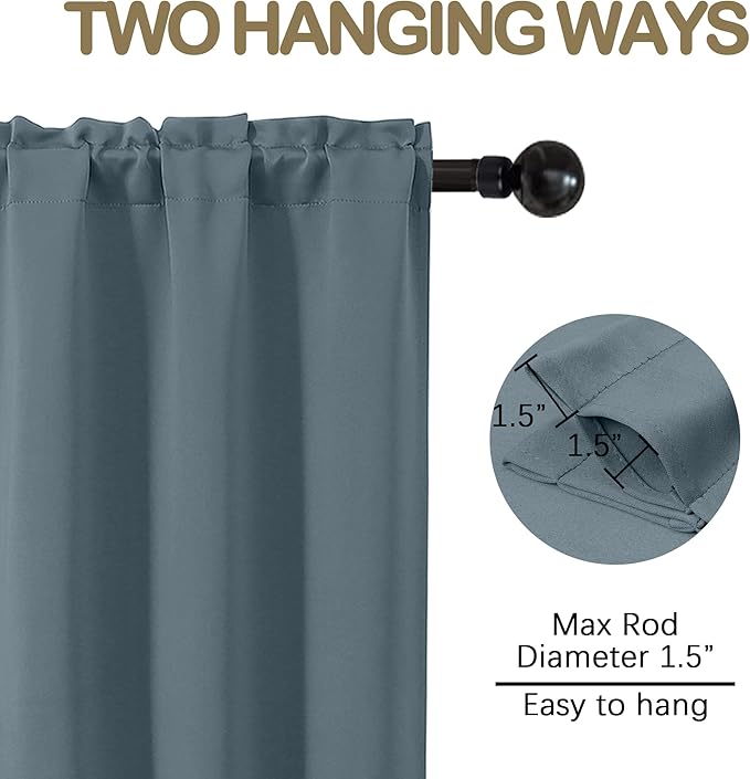 OVZME Stone Blue Blackout Curtains - Image 4