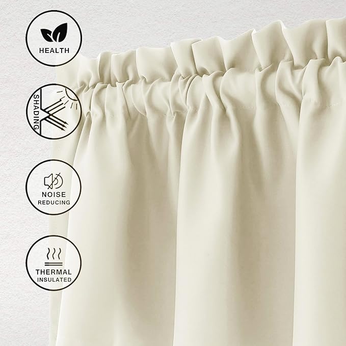 Hiasan Valance Curtains for Kitchen Blackout Thermal Insulated Solid Window - Image 2