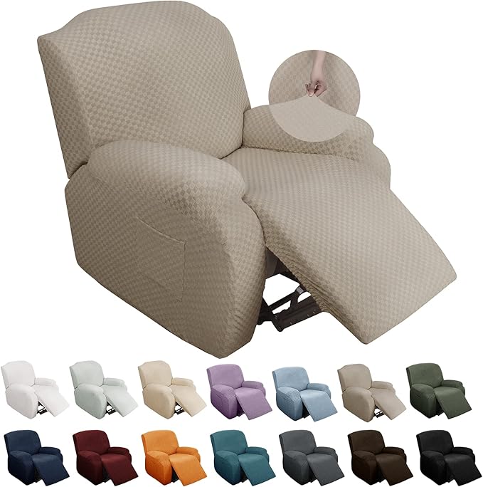 YEMYHOM 4 Pieces Stretch Recliner Slipcover Latest Jacquard Recliner Chair Cover by YEMYHOM