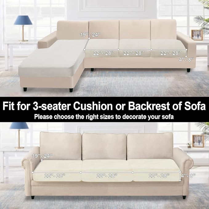 NAISI Couch Cushion Covers 3 Pieces Velvet Stretch Sofa Seat Covers or Backrest - Image 6