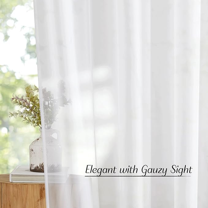 NICETOWN Sheer White Sliding Door Curtains - Image 5