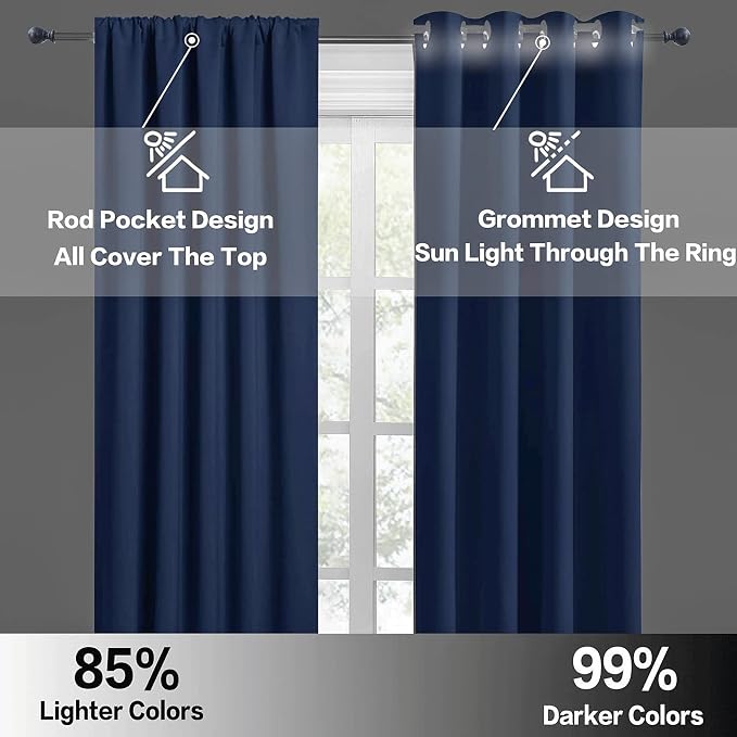 RYB HOME Blackout Curtains for Bedroom Living Room 63 inches Long, Thermal - Image 5