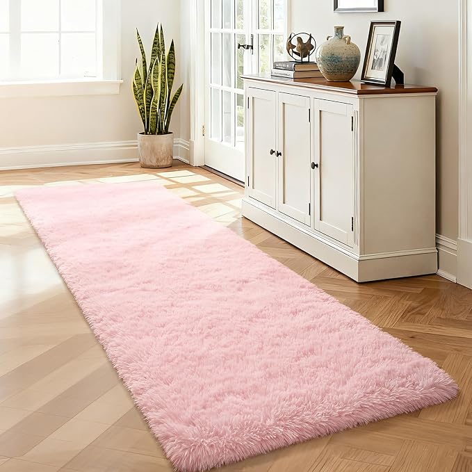 Merelax Soft Runner Rugs for Living Room Hallways Entry, Non-Slip 2x6 Pink - Image 3