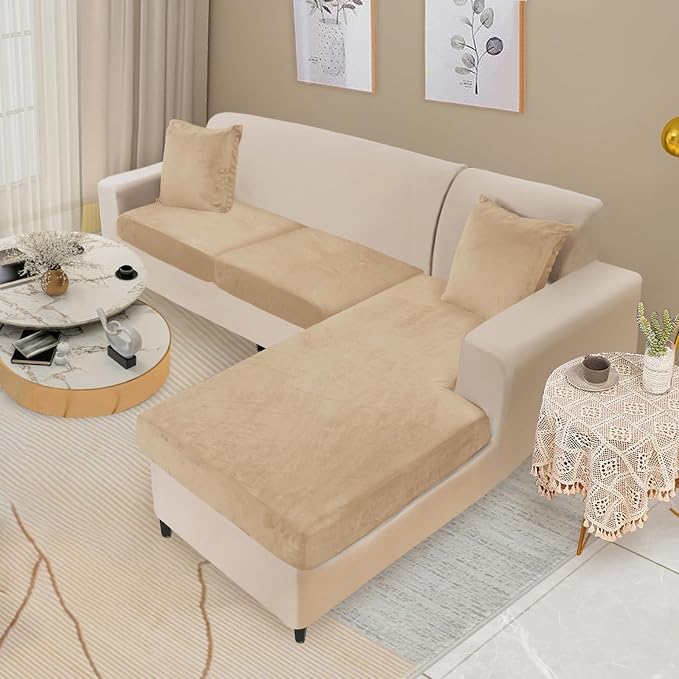 NAISI Sectional Couch Cover 3 Pieces Velvet Separate Couch Cushion Covers L - Image 2