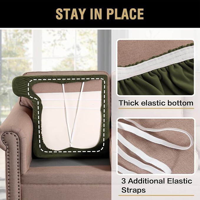 H.VERSAILTEX Stretch Velvet 2 Piece T Cushion Sofa Slipcovers - Image 7