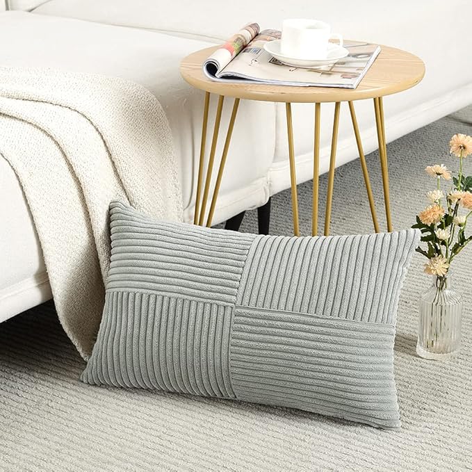 Fancy Homi 2 Packs Grey Lumbar Decorative Throw Pillow Covers 14x24 Inch - Image 2