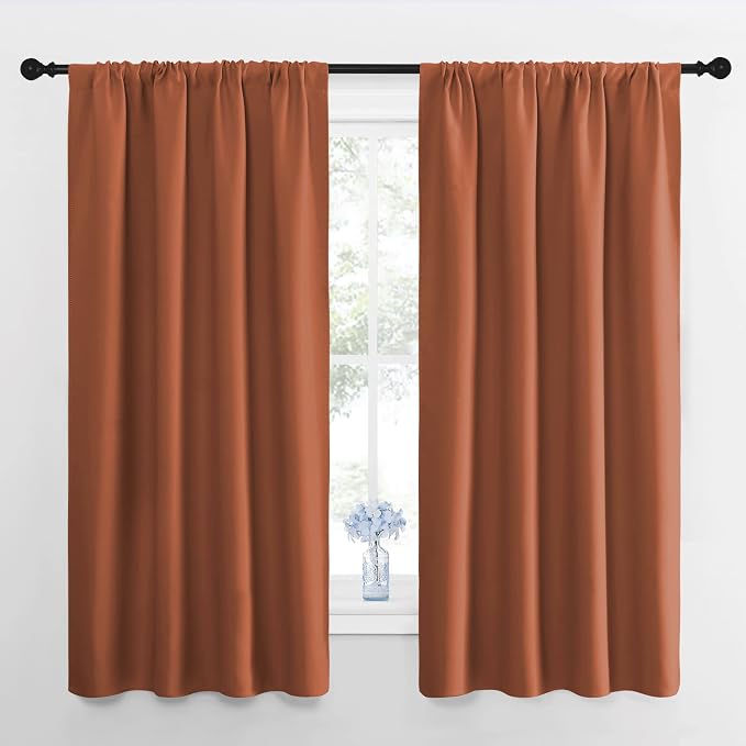 NICETOWN RV Blackout Curtains for Camper Windows, Burnt Orange, Short Blackout by NICETOWN