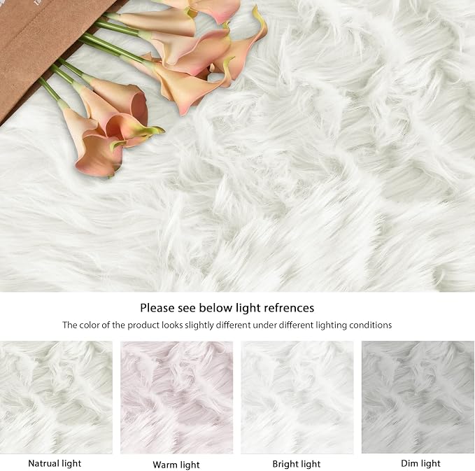 ORINOVA White Faux Sheepskin Fur Machine Washable Runner Area Rugs - Image 8