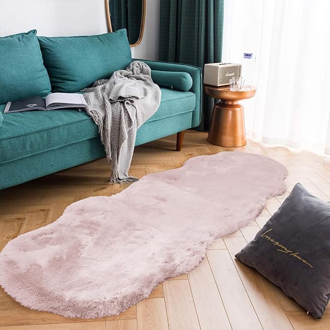 Latepis Light Pink Runner Rugs for Bedroom Girls 2x6 Non-Slip Washable Bedside - Image 2