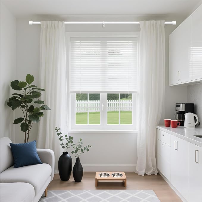 Modern White Curtain Rods 2 Pack - Image 2