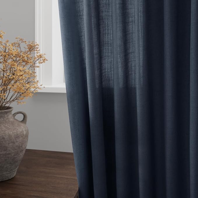 Vintage Blue Curtains 63 Inches Long 2 Panel Sets - Image 2