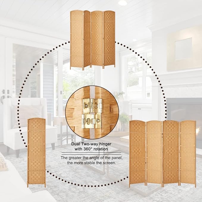 6 ft. Tall-Extra Wide-Diamond Weave Fiber Room Divider - Image 4