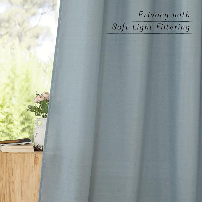 NICETOWN Linen Stone Blue Window Curtains 84 inches Long, Grommet Thick Linen - Image 8