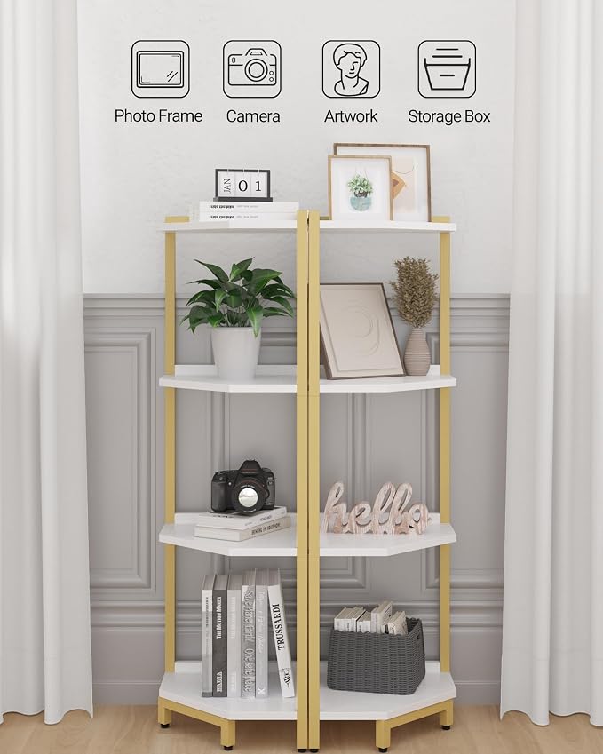 Hzuaneri Corner Shelf Stand, Corner Bookshelf, Storage Standing Shelf Unit - Image 4