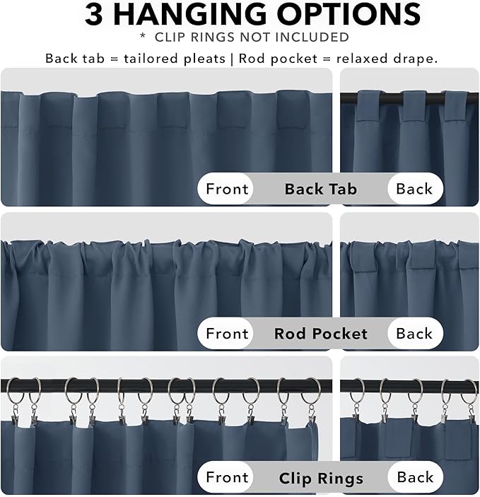 Deconovo Blackout Curtains, Thermal Insulated, W52 x L72 2 Panels, Back Tab - Image 2