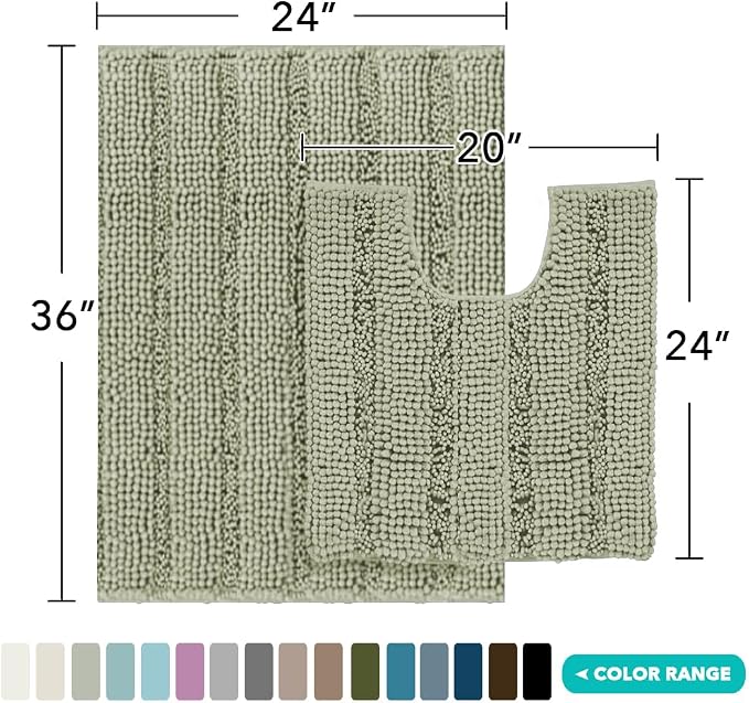 Turquoize Bathroom Rugs Set Non-Slip Bath Mats - Image 2