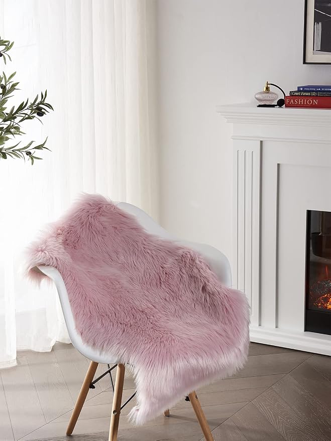SERISSA Faux Sheepskin Fur Chair Couch Cover Small Fuzzy Area Rug - Image 3