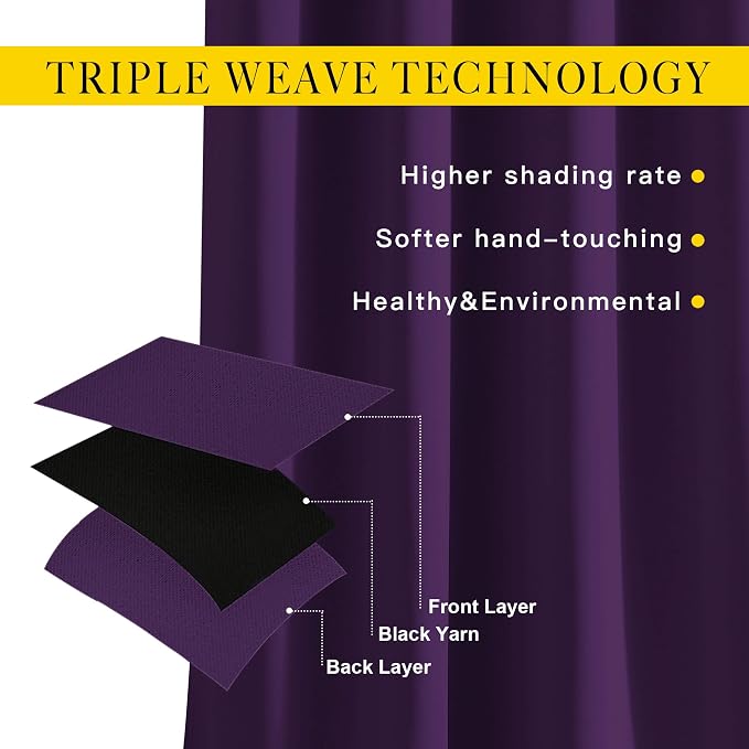 NICETOWN Royal Purple Room Darkening Draperies and Curtains - Image 3