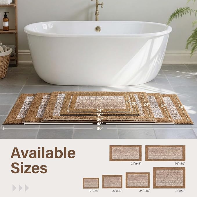 36x24 Large Bathroom Rugs Washable Non Slip, Coffee Bath Mat - Image 6