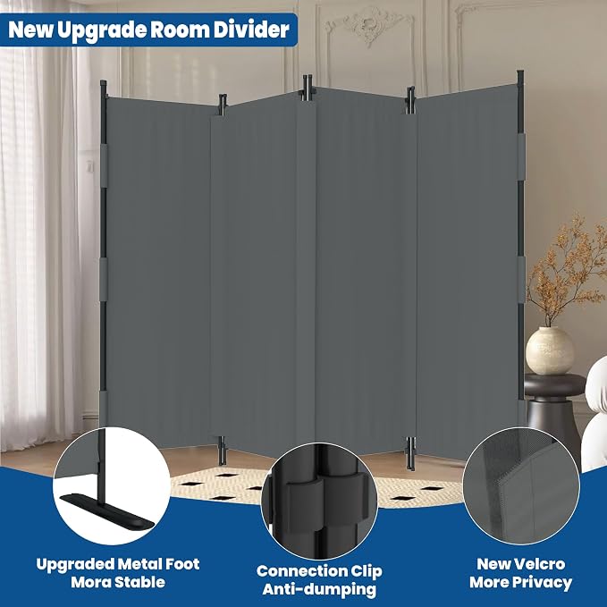 Room Divider, 4 Panel Upgraded Folding Privacy Screen, 88” Highly Secretive - Image 2