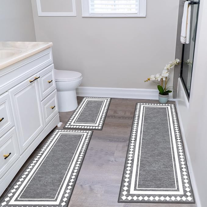 HEBE Farmhouse Kitchen Rugs Sets of 3 Non Slip Washable Boho Kitchen Rugs and - Image 7