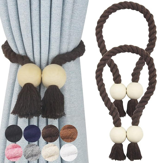 2 Pack Magnetic Curtain Tiebacks Cotton Hand Woven Tie Back Decorative Rope by CurtianTiebacks