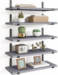 Fixwal Floating Shelves Set of 5, Width 4.7 Inches Wall Shelves, Rustic Wood by Fixwal