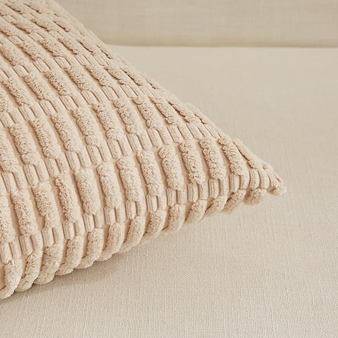 Fancy Homi 4 Packs Neutral Euro Decorative Throw Pillow Covers 26x26 Inch - Image 4