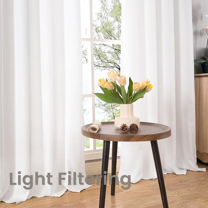 BGment Pure White Linen Curtains 84 Inch Length - Image 2