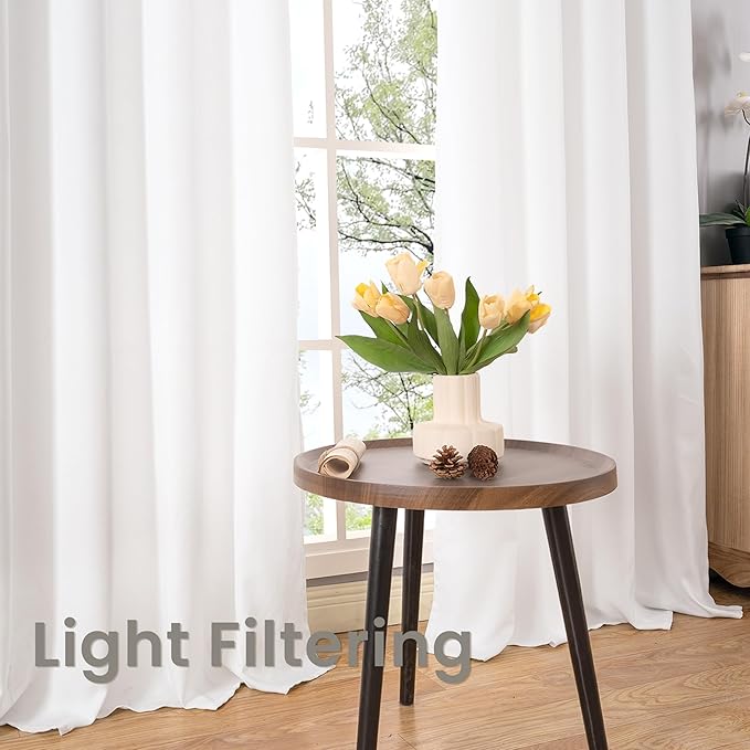 BGment Pure White Linen Curtains - Image 4