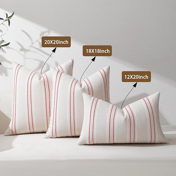 Hckot Christmas Throw Pillow Covers 12x20 Red Pillow Covers Striped Xmas - Image 7