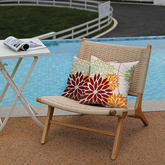 DFXSZ Red Orange Fall Pillow Cover 18X18 Inch Set of 2 Outdoor Waterproof - Image 3