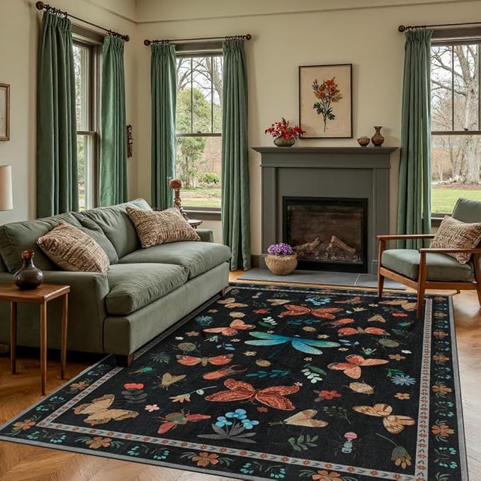 5x7 Washable Area Rugs for Bedroom & Living Room by Rugxara