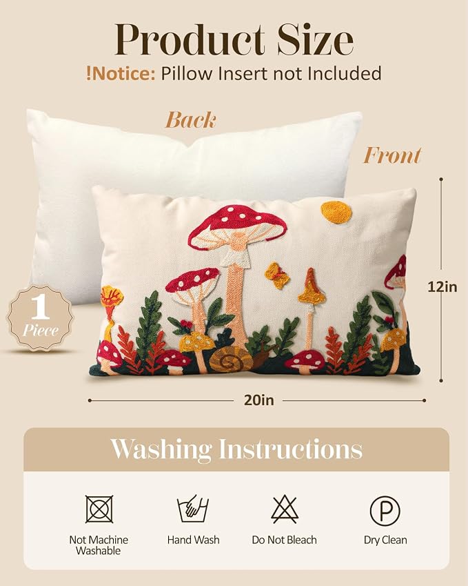 Embroidered Lumbar Pillow Cover 20x12 Inch - Image 4