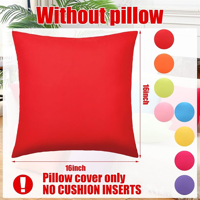 Preboun 8 Pcs 16 x 16 Inch Fresh Colors Decorative Throw Pillow Covers Mixed - Image 2