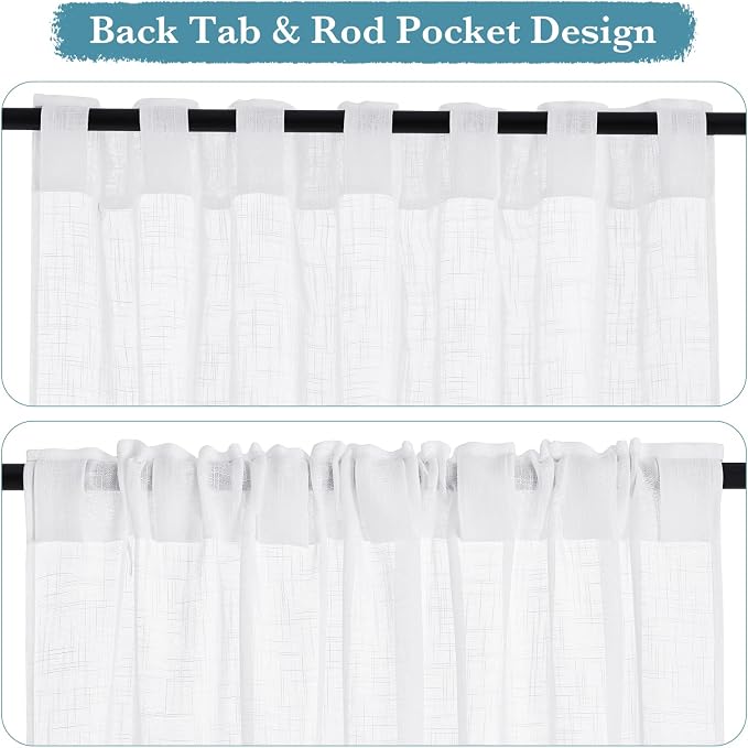 RYB HOME White Curtains for Bedroom - Image 2