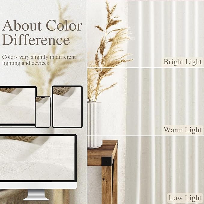 Nanspring Beige White Curtains Linen - Image 3
